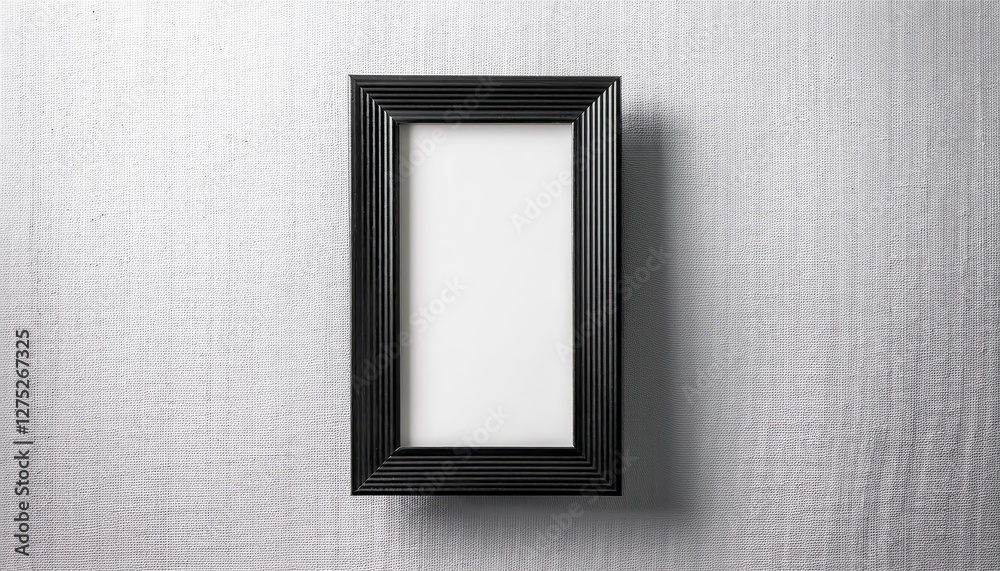 Striking Vertical Art Display against Textured White Wall Backdrop, Modern Minimalist Flat Lay Showcasing a Black Frame, Perfect for Home Decor or Digital Art. Striking Vertical Art Display against Textured White Wall Backdrop, Modern Minimalist Flat Lay Showcasing a Black Frame, Perfect for Home Decor or Digital Art.