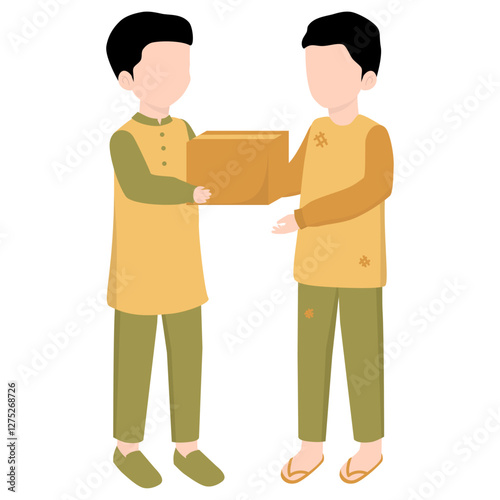 Muslim Giving Zakat Donation in Ramadan. Giving Alms with Other