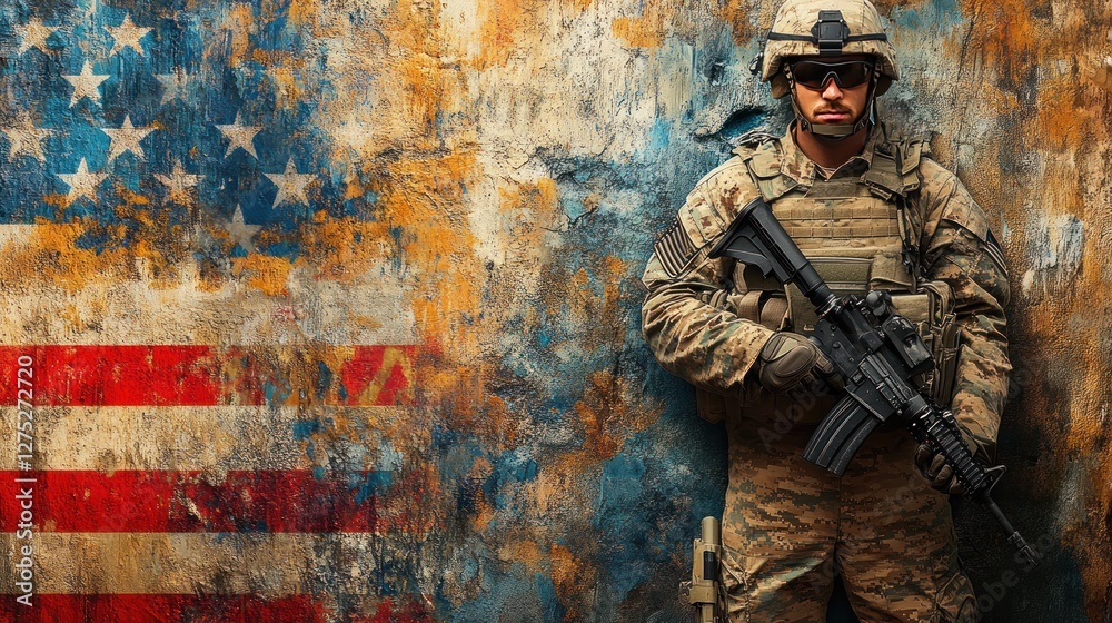 Fototapeta premium American Soldier, Patriotism, Duty, and Sacrifice