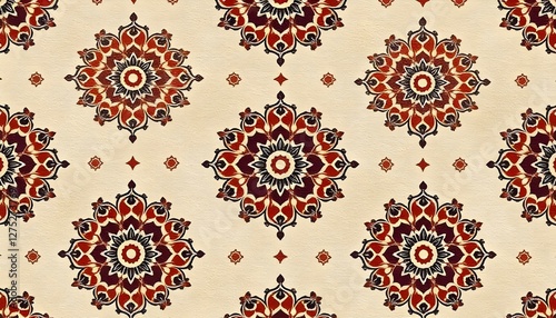 Seamless Mehndi and Paisley Pattern Background in Rich Colors