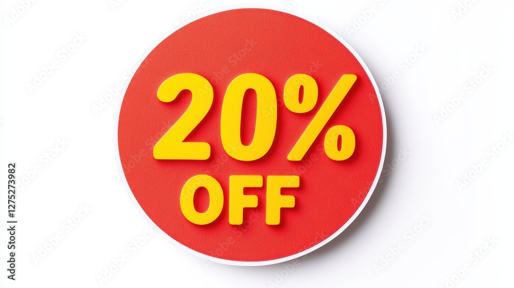 Attention Grabber: Bright Red Sale Sign with 20% Off Discount Attention Grabber: Bright Red Sale Sign with 20% Off Discount