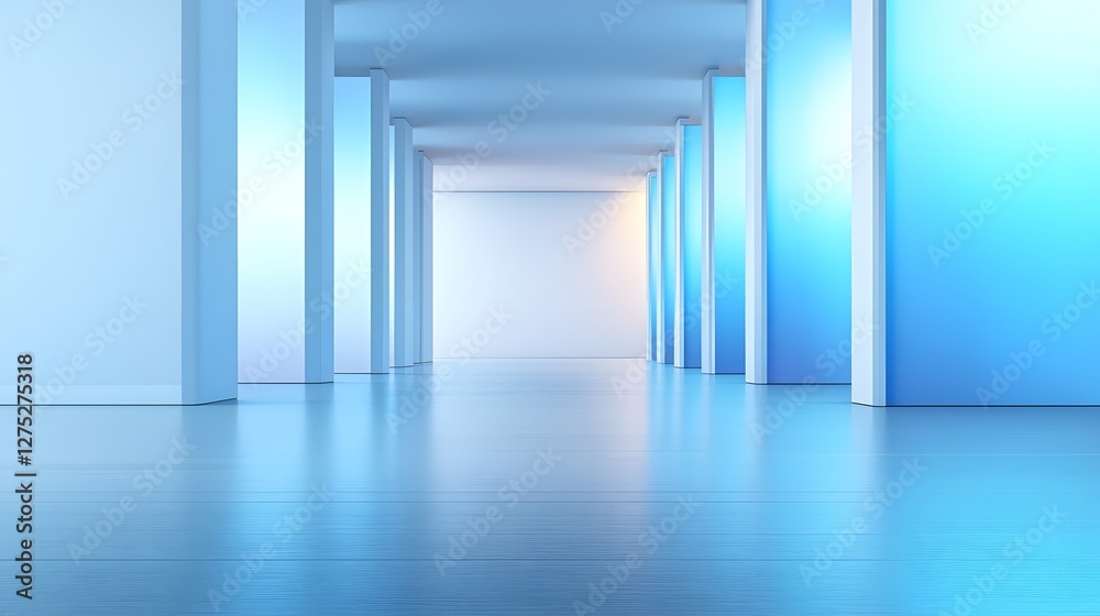 Fototapeta premium Tranquil and Sophisticated Modern Art Gallery Featuring Abstract Justice Themed Paintings Displayed on Sleek White Walls Inviting Deep Reflection on Social Issues in a Serene and Contemplative Space