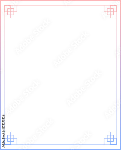 동양적인 전통 무늬 사각형 격자 프레임