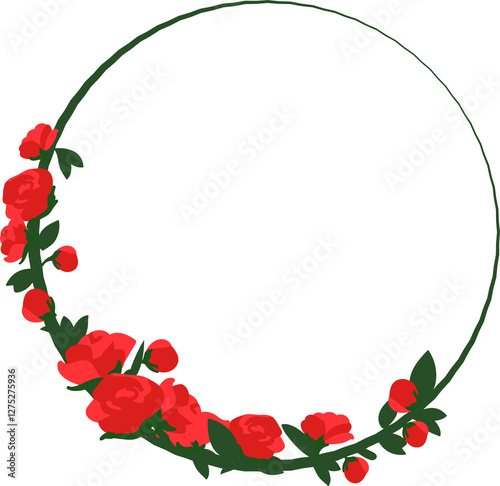 Romantic Rose Frame with Passionate Red Roses