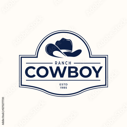 Vintage and Retro Style Cowboy Hat Silhouette Logo Illustration Suitable for Accessories, Cowboy Lover Community, Rural Business.