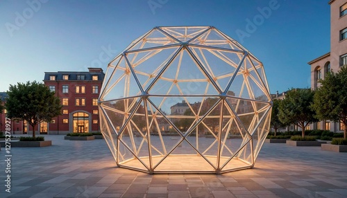 Geodesic Dome at Dusk in City Square