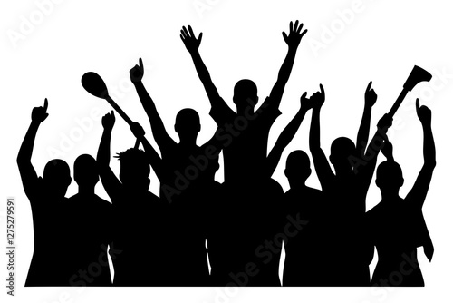 Sports fans Silhouette on white background