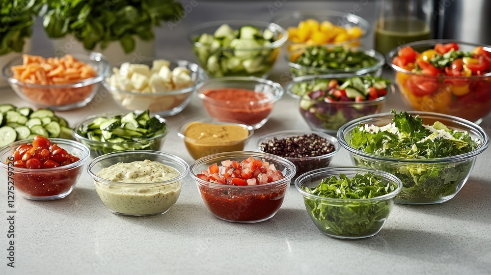 Delicious and Healthy Salad Bar with Fresh Ingredients Delicious and Healthy Salad Bar with Fresh Ingredients