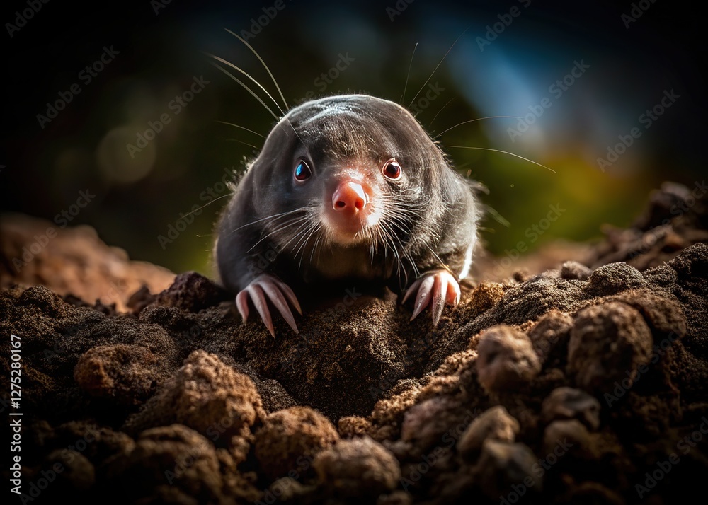 Mole Burrowing Underground Captures Prey Mole Burrowing Underground Captures Prey