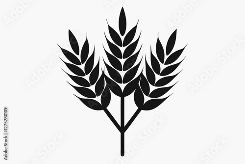 Wheat field icon isolated, Cornstalk and Barley Silhouette Vector 