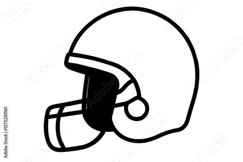 American gridiron football helmet Silhouette on white background