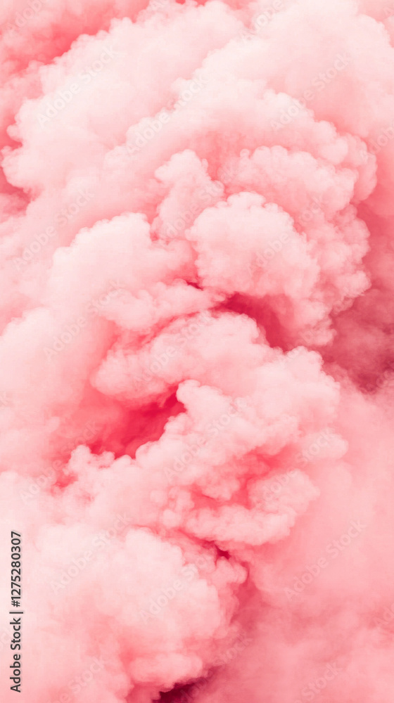 Soft pink smoke clouds create dreamy atmosphere Soft pink smoke clouds create dreamy atmosphere