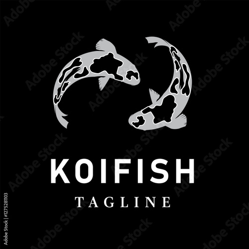 K oi  fish logo illustration in vector design This design is suitable for aquarium branding, ornamental fish business, Japanese restaurant
