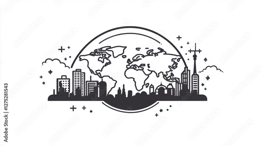 Fototapeta premium One - Click Access: Internet Line Art Icons for Apps and Websites