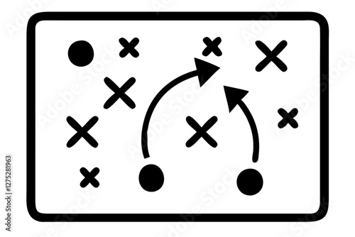 Strategy Icon Vector Symbol Design Illustration. soccer tactics icon, game success strategy in football, scheme play, vector illustration on white background

