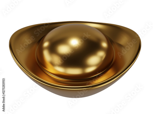 Chinese new year decorations gold yuan bao ingot high-resolution High-quality 3D rendering wallpaper object PNG