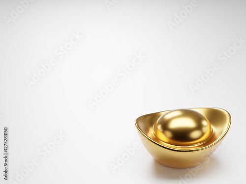 Chinese new year decorations gold yuan bao ingot high-resolution High-quality 3D rendering wallpaper object
