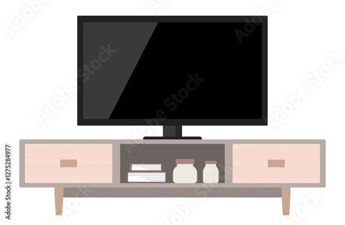 テレビとテレビ台のベクターイラスト