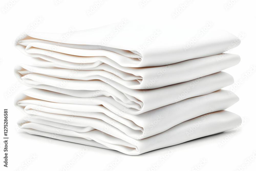 Neat stack white folded t-shirts, studio shot, clean background, for online store Neat stack white folded t-shirts, studio shot, clean background, for online store