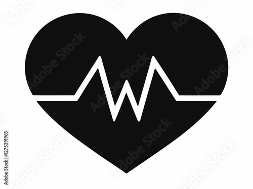 Heart beat icon. Heartbeat Heart and Cardiorgam. Heart Rhythm icon vector. Heartbeat silhouette vector Can be used for Cardiology
