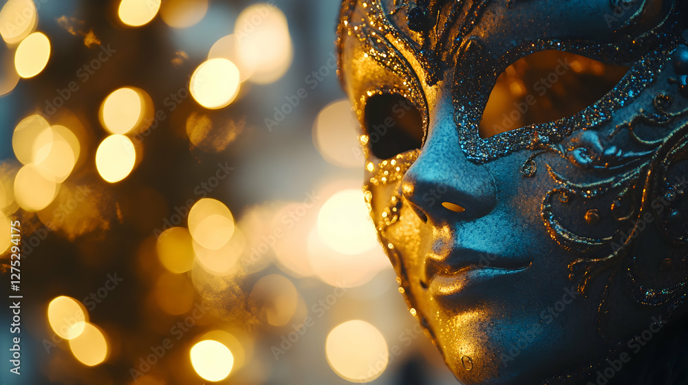Obraz premium Elegant venetian mask with intricate detailing for a magical masquerade night scene