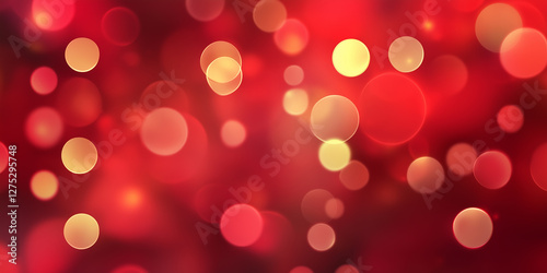 Abstract red bokeh background with bright circles and soft blurred lights.