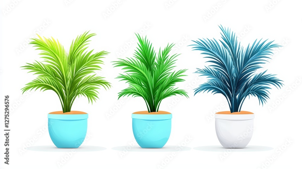 Vibrant Collection of Tropical Plants in Colorful Pots for Home Decor Vibrant Collection of Tropical Plants in Colorful Pots for Home Decor
