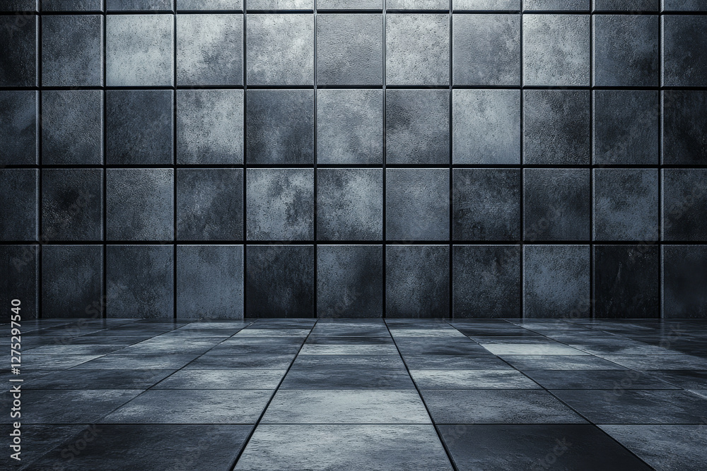Dark textured wall and floor in a minimalistic architectural space for modern design Dark textured wall and floor in a minimalistic architectural space for modern design