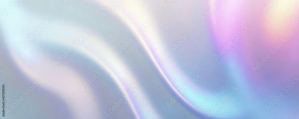 Iridescent metallic glass with gradient effect, light gray foil glass texture, metallic finish