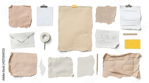 Wallpaper Mural Aesthetic vintage paper tags with grunge textures ripped edges and adhesive tape pinned with a thumbtack perfect for office or business use branding packaging and various design applications Torontodigital.ca