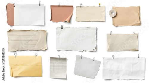 Wallpaper Mural Retro styled torn note paper with grunge label and adhesive tape pinned with thumbtacks creating a nostalgic and vintage workspace or office decor theme  Blank space for copy or message Torontodigital.ca