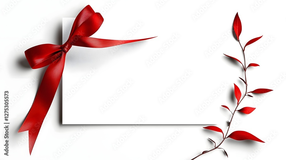 Charming holiday greeting card featuring a stylish ribbon bow with vibrant festive colors and a minimalist design perfect for Christmas seasonal other winter holiday events