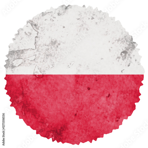 ポーランド　　国旗　水彩　円　アイコン
