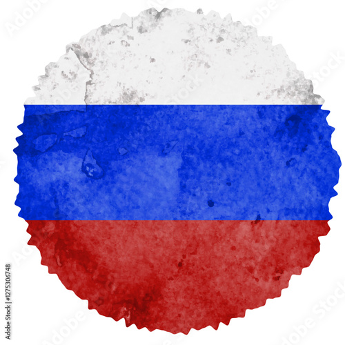 ロシア　　国旗　水彩　円　アイコン