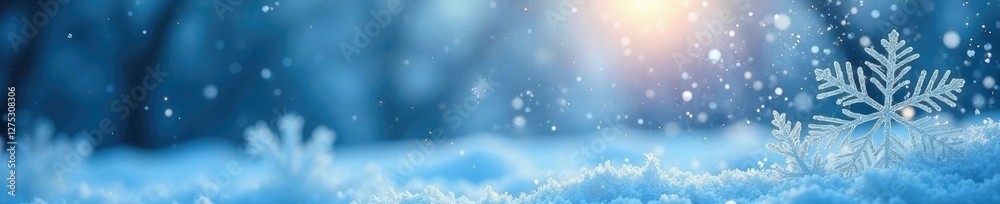 Clear spot on frosted window reveals icy blue winter scene, winter morning, snowflake Clear spot on frosted window reveals icy blue winter scene, winter morning, snowflake