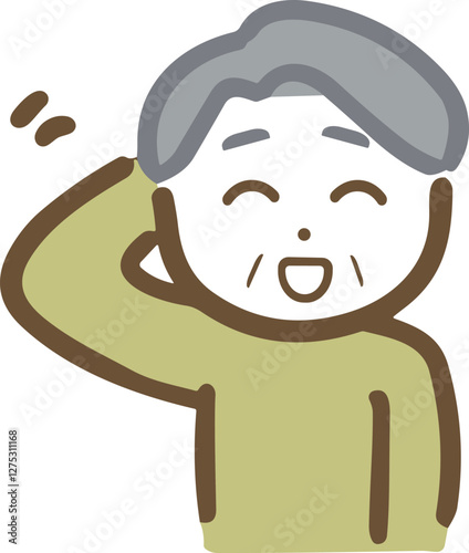 遠慮している控えめなシニア男性