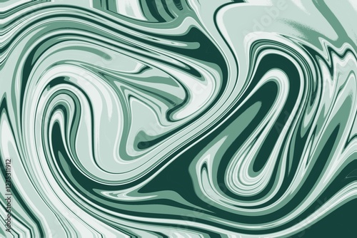 Deep jungle green marble effect texture with fluid organic swirls and glossy high-quality finish. Luxury background concept