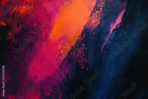 Wallpaper Mural Colorful powder explosion in vibrant pink, orange, and blue on a dark surface, showcasing vivid textures and glowing highlights for dynamic creative endeavors and contemporary artwork Torontodigital.ca