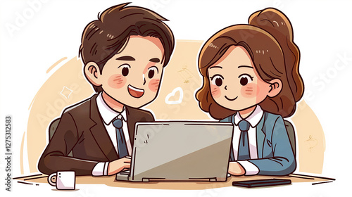 tow business people in office on laptop