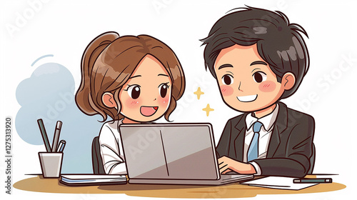 tow business people in office on laptop