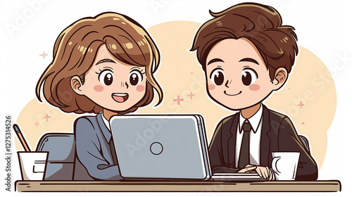 tow business people in office on laptop