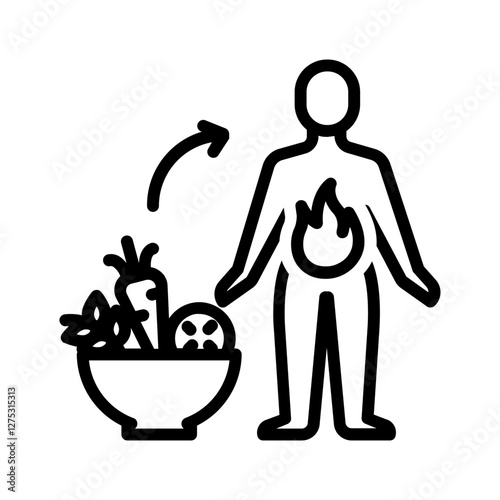 Vector black line icon for Metabolism