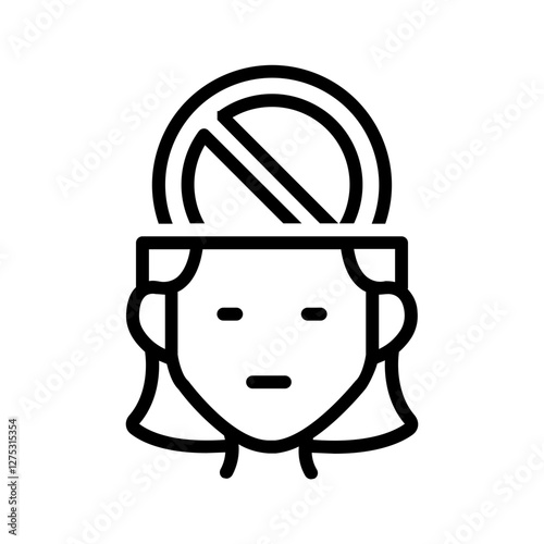 Vector black line icon for Self restraint