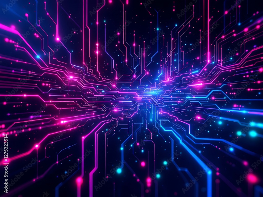 Futuristic Digital Circuit Board Network Connection Glowing Node Communication System Design Concept Futuristic Digital Circuit Board Network Connection Glowing Node Communication System Design Concept