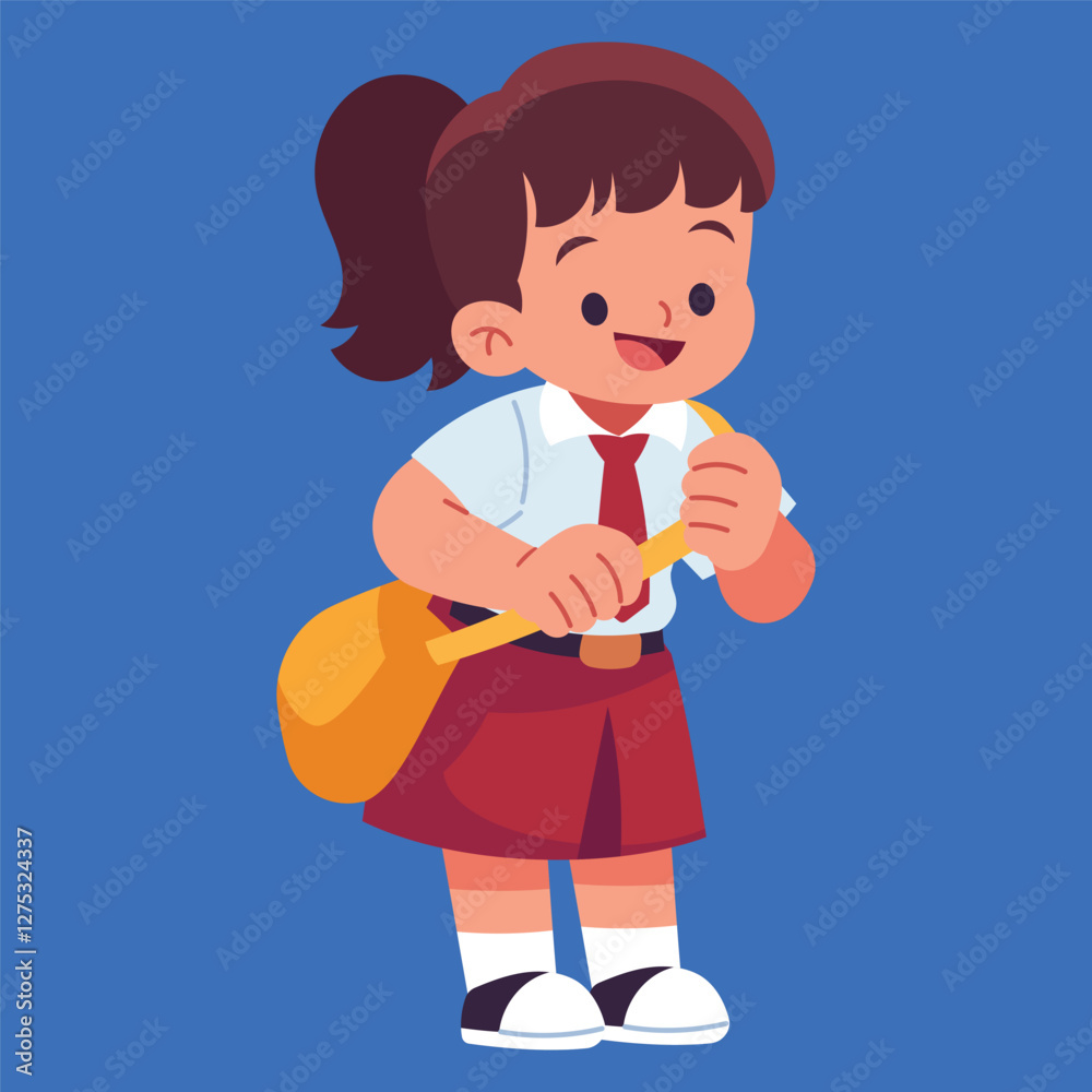 girl with indonesian elementary school uniform