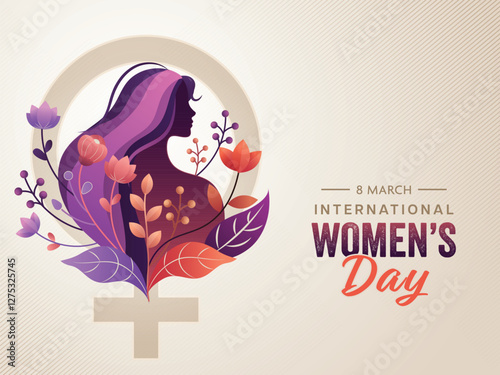 International women's day face silhouette with flower