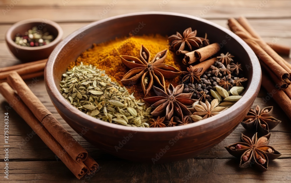 Ayurvedic Herbal Spice Blend in a Decorative Bowl Ayurvedic Herbal Spice Blend in a Decorative Bowl