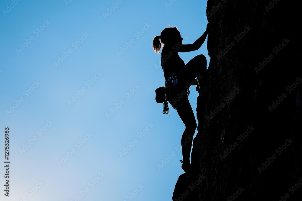 A climber scales a rock face against a blue sky, showcasing strength, determination, and the thrill of outdoor adventure in this exhilarating sport. A climber scales a rock face against a blue sky, showcasing strength, determination, and the thrill of outdoor adventure in this exhilarating sport.