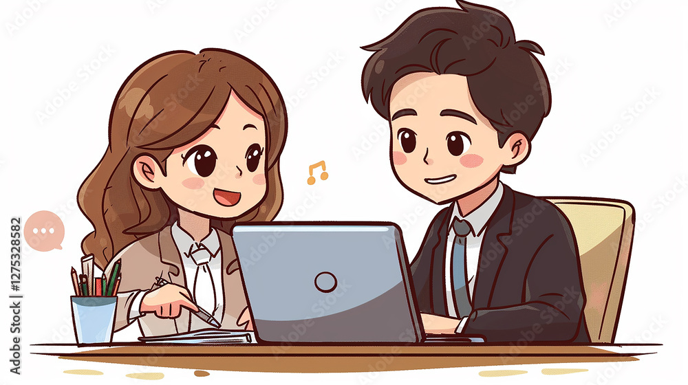 tow business people in office on laptop