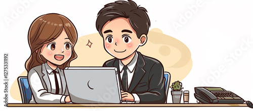 tow business people in office on laptop